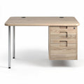 Houten bureau met lades 120 x 60 x 75cm in lichtkleurig hout en stalen poten