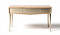 Houten tafel met metalen poten en drie lades in beige 120 x 40 x 75cm