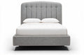 Grijs gestoffeerd bed met hoofdbord en opbergruimte 210 x 160 x 110cm