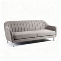 Grijze stoffen bank met verticale stiksels en metalen poten 200 x 80 x 90cm