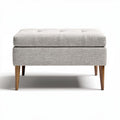 Hocker van stof met houten poten 40 x 40 x 45 cm in grijs