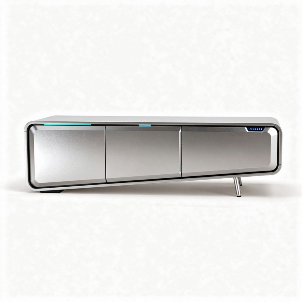Moderne tv-kast van aluminium met opbergruimte 150 x 40 x 45cm zilver